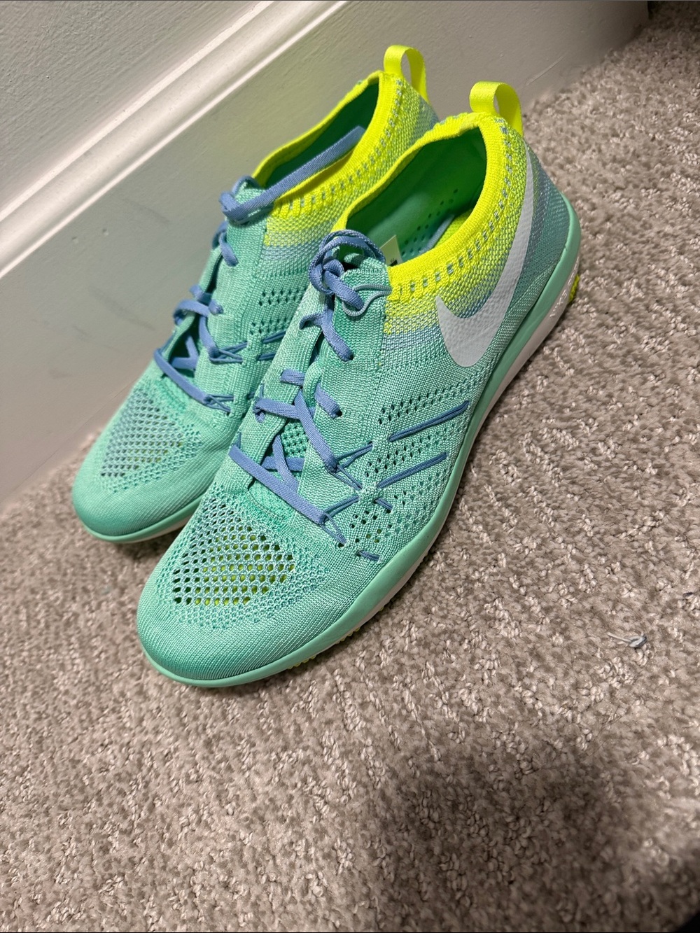 Nike Women’s Flyknit Runners in Mint, Neon Yellow and Light Blue